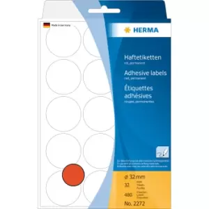 HERMA Multi-purpose labels/colour dots Ø 32mm round red paper...