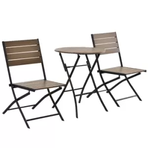 Outsunny 3 Piece Folding Patio Bistro Table and Chair Set - Brown