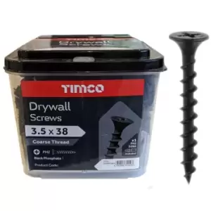 Plasterboard Screws Coarse Thread (Black) - 3.5 x 38mm (1500 Pack Tub) - Timco