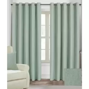 Duck Egg Blue Linen Eyelet Lined Curtain Pair, 66 x 72' - Duck Egg Blue - Duck Egg Blue - Homescapes