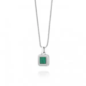 Malachite Palm Square Sterling Silver Necklace WN08_SLV