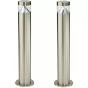 2 pack Outdoor Garden Bollard Light Steel Pyramid Cool White LED Lamp Post IP44