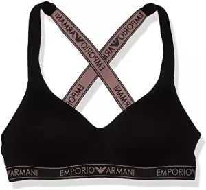 Emporio Armani Logo Band Padded Bralette Bra Black Size L Women