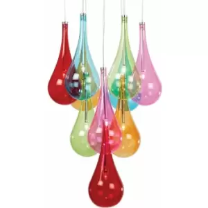 Multi Light Ceiling Pendant 10 Bulb Coloured Glass Chandelier Chrome Lamp Rose