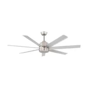 Remote Control Electric Ceiling Fan Brushed Aluminium & Satin Nickel Steel