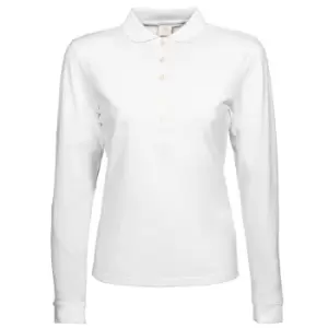 Tee Jays Womens/Ladies Luxury Stretch Long Sleeve Polo Shirt (M) (White)