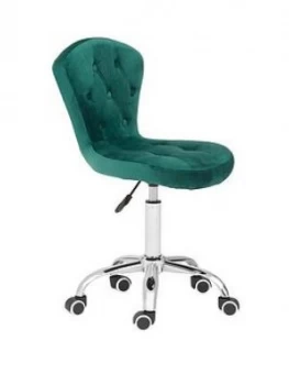 Premier Housewares Amelie Velvet Office Chair- Green