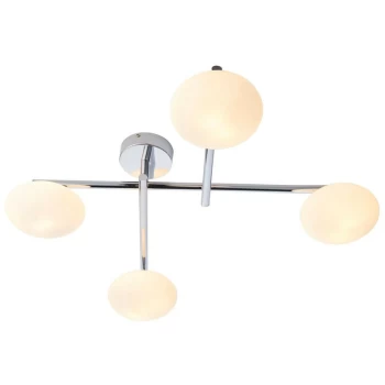 Merano Oristano Bathroom 4 Light Ceiling Semi Flush Chrome Plate & Matt Opal Glass IP44