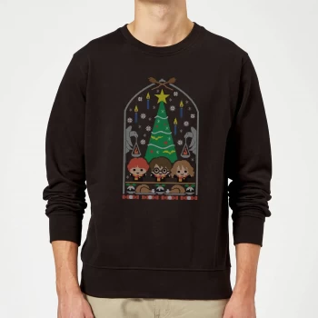 Harry Potter Hogwarts Tree Christmas Sweatshirt - Black - XL