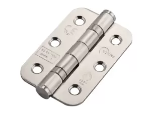 Eclipse 14905 76x51x2mm Ball Bearing Radius Corner Hinge Fire Door 7 Satin Steel 2pk