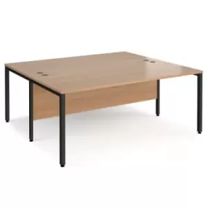 Office Desk 2 Person Rectangular Desk 1800mm Beech Tops With Black Frames Maestro 25