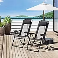 OutSunny Folding Chair Set Black 700 x 1,090 mm