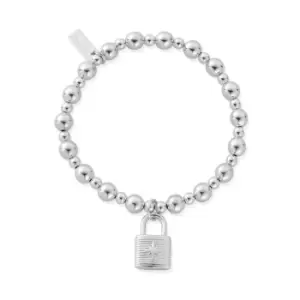 ChloBo Silver Mini Small Ball Padlock Bracelet