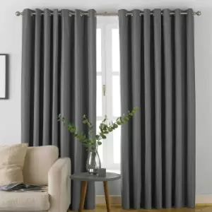 Moon Premium Thermal Blackout Eyelet Curtains Grey / 117 x 183cm