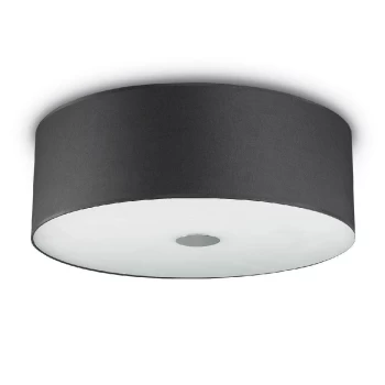 Woody 5 Light Large Ceiling Flush Light Black, E27