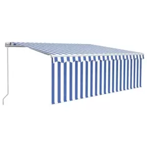 Vidaxl Manual Retractable Awning With Blind 4X3M Blue & White