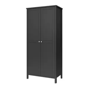 Valenca Classic Satin Black 2 Door Double Wardrobe (H)1950mm (W)890mm (D)496mm