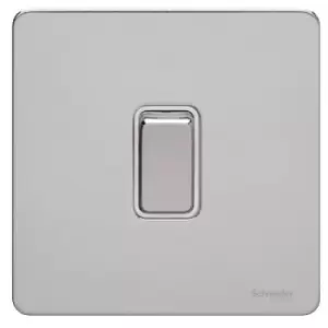 Schneider Electric Ultimate Screwless Flat Plate - Single Fan Isolator Switch, 3 Pole, 16AX, GU1413WPC, Polished Chrome with White Insert