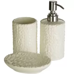 Premier Housewares 3 Piece Magnolia Dolomite Bathroom Set - Cream