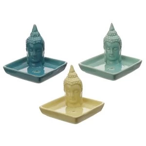 Thai Buddha Square Ceramic Incense Sticks and Cones Burner