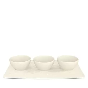 Villeroy & Boch Manufacture Rock Blanc Dip Bowl Set, White, 4 pieces