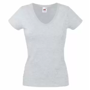 Fruit Of The Loom Ladies Lady-Fit Valueweight V-Neck Short Sleeve T-Shirt (M) (Heather Grey)