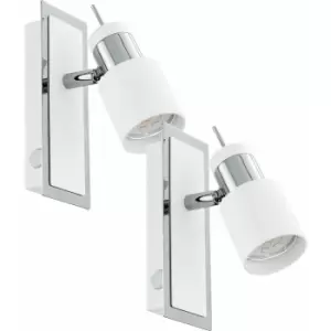 2 pack Wall Light Colour Chrome Plated & White Rocker Switch GU10 1x5W Included