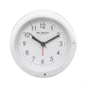 Round White Alarm Clock with Sweep Movement