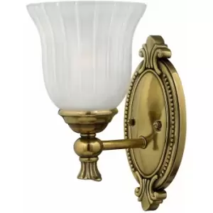 IP 44 Wall LightCast Detailing Frosted Ribbed Glass Burnished Brass LED G9 3.5W