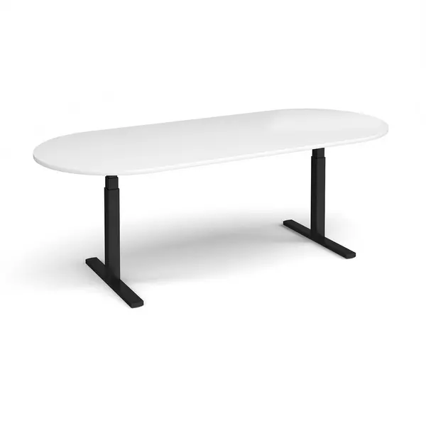 Elev8 Touch D - End Sit Stand Office Boardroom Table - White - Black Frame