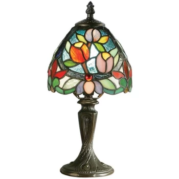 Interiors Sylvette - 1 Light Mini Table Lamp Dark Bronze, Tiffany Glass, E14