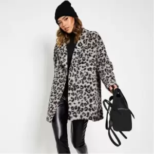 I Saw It First Leopard Print Formal Button Up Coat - Brown