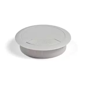 Emuca PC Computer Desk Plastic Grommet 60mm - Grey, Pack of 3