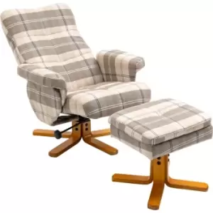 Recliner Chair and Footstool Linen-touch Fabric Wooden Base Multicolour - Multicolour - Homcom