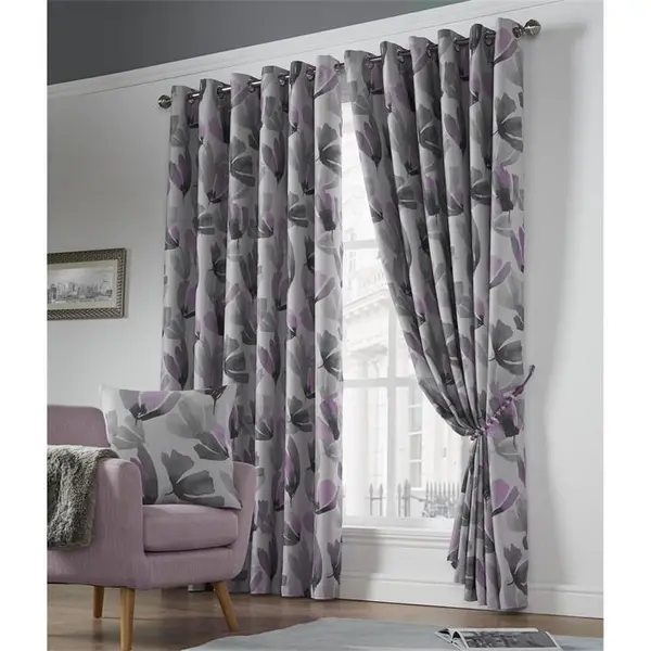 Other Amsterdam Printed Blackout Ring Top Curtains - Purple 90x90 Inch