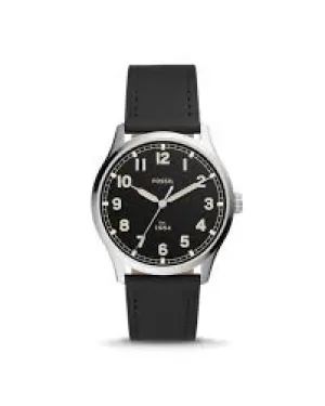 Fossil Men Dayliner Three-Hand Black Leather Watch