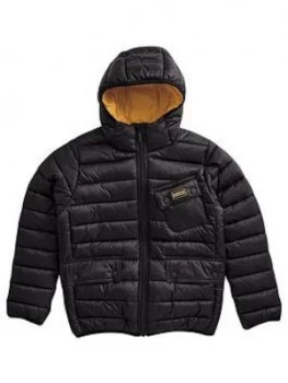 Barbour International Boys Ouston Hooded Quilt Jacket - Black