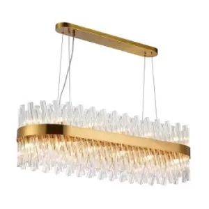 Luminosa Kalih 24 Light G9, Ceiling Pendant Oblong, Brass, Clear Item Weight: 22.65kg