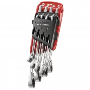 Facom 467 8 Piece Ratchet Combination Spanner Set Imperial