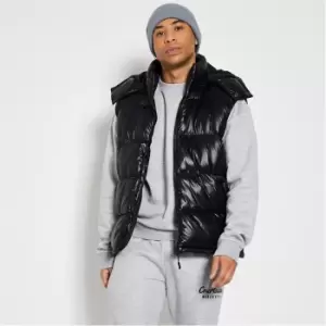 I Saw It First Mens Hooded Padded Gilet - Black