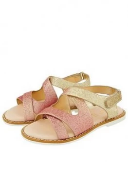 Monsoon Girls Ombre Glitter Mariah Comfort Sandal - Gold, Size 10 Younger