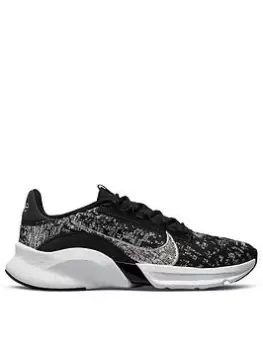 Nike Superrep Go 3 Flyknit - Black/Silver/White, Black/Silver/White, Size 6, Women