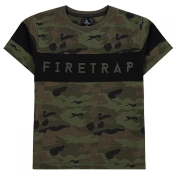 Firetrap Short Sleeve T-Shirt Junior Boys - Camo AOP