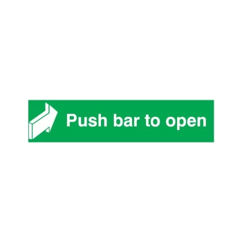 Fire Exit Push Bar to Open Rigid PVC Sign - 600 X 75MM