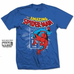 Marvel Comics Spidey Stamp Mens Blue T Shirt XX Large