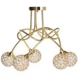 HOMCOM Gold Modern Pendant Crystal Ball Chandelier