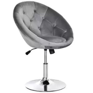 Homcom Velvet Button Tufted Swivel Dining Height Adjustable Armless Tub Chair Grey