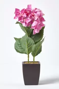 Small Artificial Hydrangea Flower in Pot, 38cm Tall