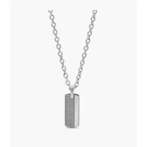 Fossil Mens Pendant Stainless Steel Necklace - Silver