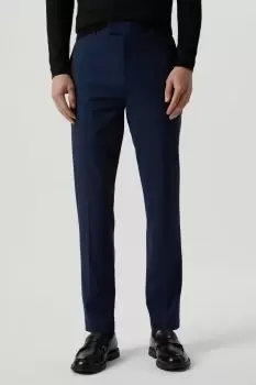 Mens Slim Fit Blue Check Smart Trousers